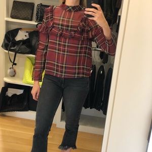 BB Dakota Plaid Chiffon Blouse
